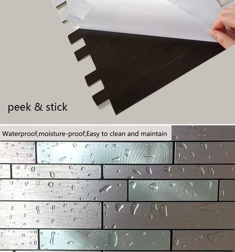 weimeisc 10 Sheets Peel and Stick Backsplash Tile for Kitchen, Self-Adhesive Mosaic Tile, Stick on Bathroom Vanities，Fireplace Décor, Laundry Table (Brushed Pink+Frosted Silver) - Image 4